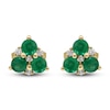 Thumbnail Image 3 of Natural Emerald & Diamond Stud Earrings 1/20 ct tw 14K Yellow Gold