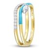 Thumbnail Image 2 of Diamond & Blue Enamel Double Row Ring 1/4 ct tw Marquise/Round 14K Yellow Gold