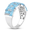 Thumbnail Image 2 of Baguette-Cut Natural Swiss Blue Topaz & Diamond Pattern Ring 1/6 ct tw 10K White Gold