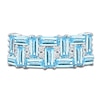 Thumbnail Image 3 of Baguette-Cut Natural Swiss Blue Topaz & Diamond Pattern Ring 1/6 ct tw 10K White Gold