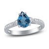 Thumbnail Image 0 of Pear-Shaped Natural London Blue Topaz & Diamond Engagement Ring 3/8 ct tw 14K White Gold