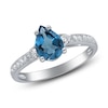 Thumbnail Image 1 of Pear-Shaped Natural London Blue Topaz & Diamond Engagement Ring 3/8 ct tw 14K White Gold