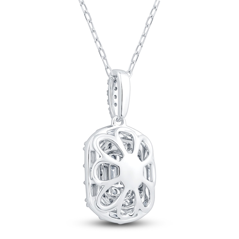 Main Image 3 of Baguette & Round-Cut Multi-Diamond Necklace 1/2 ct tw 14K White Gold 18&quot;