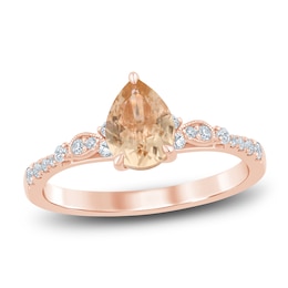 Pear-Shaped Natural Morganite & Diamond Engagement Ring 1/5 ct tw 14K Rose Gold