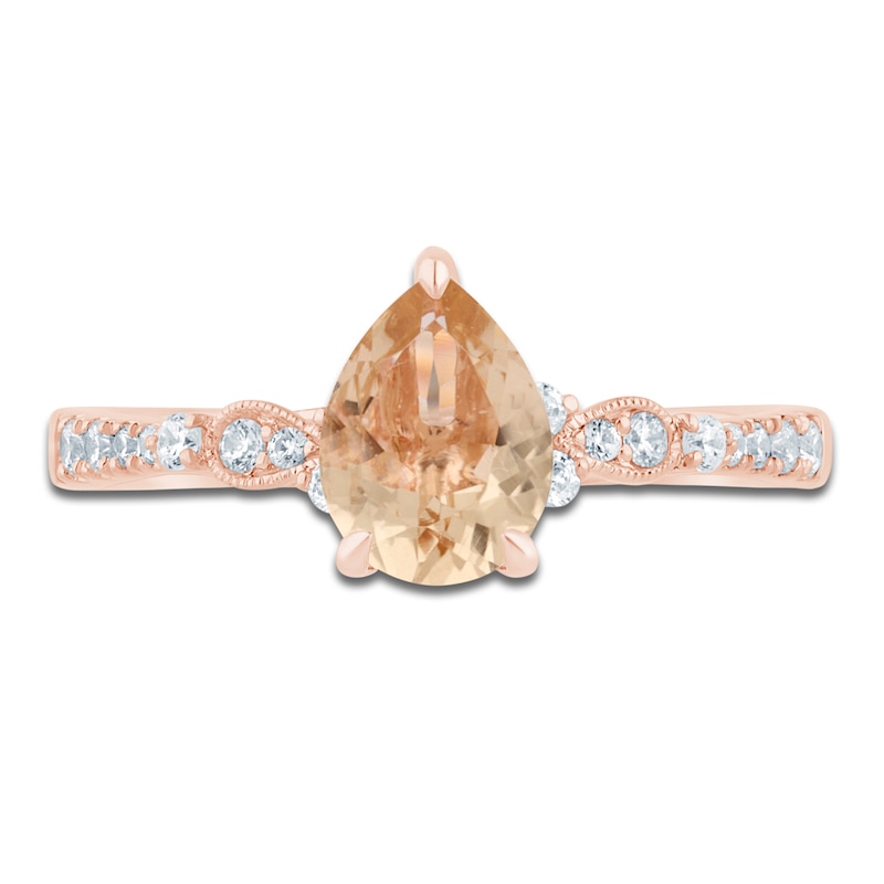 Pear-Shaped Natural Morganite & Diamond Engagement Ring 1/5 ct tw 14K Rose Gold