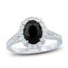 Thumbnail Image 1 of Brilliant Moments Oval-Cut Black Diamond & White Diamond Halo Engagement Ring 2-5/8 ct tw 14K White Gold