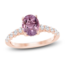 Brilliant Moments Oval-Cut Natural Light Amethyst & Diamond Engagement Ring 1/2 ct tw 14K Rose Gold