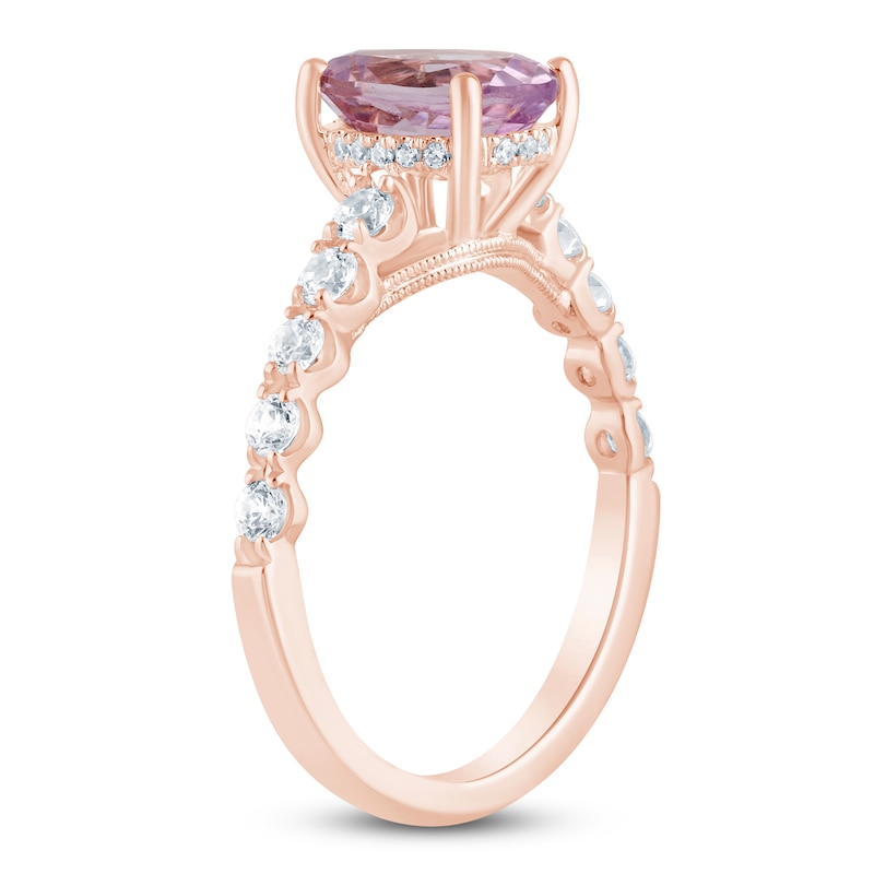 Brilliant Moments Oval-Cut Natural Light Amethyst & Diamond Engagement Ring 1/2 ct tw 14K Rose Gold