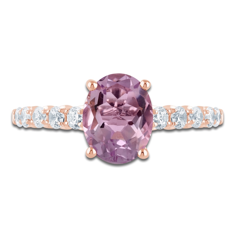 Brilliant Moments Oval-Cut Natural Light Amethyst & Diamond Engagement Ring 1/2 ct tw 14K Rose Gold