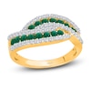 Thumbnail Image 1 of Kallati Round-Cut Natural Emerald & Diamond Curve Ring 1/4 ct tw 14K Yellow Gold