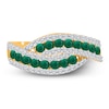 Thumbnail Image 2 of Kallati Round-Cut Natural Emerald & Diamond Curve Ring 1/4 ct tw 14K Yellow Gold