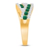 Thumbnail Image 3 of Kallati Round-Cut Natural Emerald & Diamond Curve Ring 1/4 ct tw 14K Yellow Gold