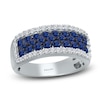 Thumbnail Image 1 of Kallati Round-Cut Natural Blue Sapphire & Diamond Ring 1/2 ct tw 14K White Gold