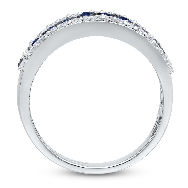 Main Image 3 of Kallati Round-Cut Natural Blue Sapphire & Diamond Ring 1/2 ct tw 14K White Gold