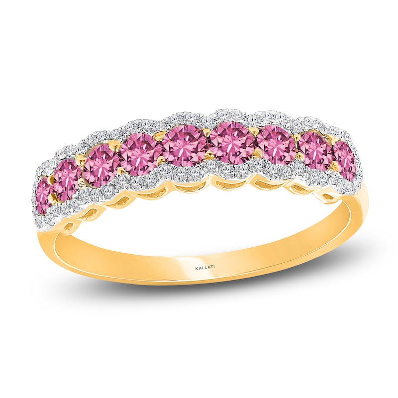 Main Image 1 of Kallati Round-Cut Natural Pink Sapphire & Diamond Ring 1/5 ct tw 14K Yellow Gold