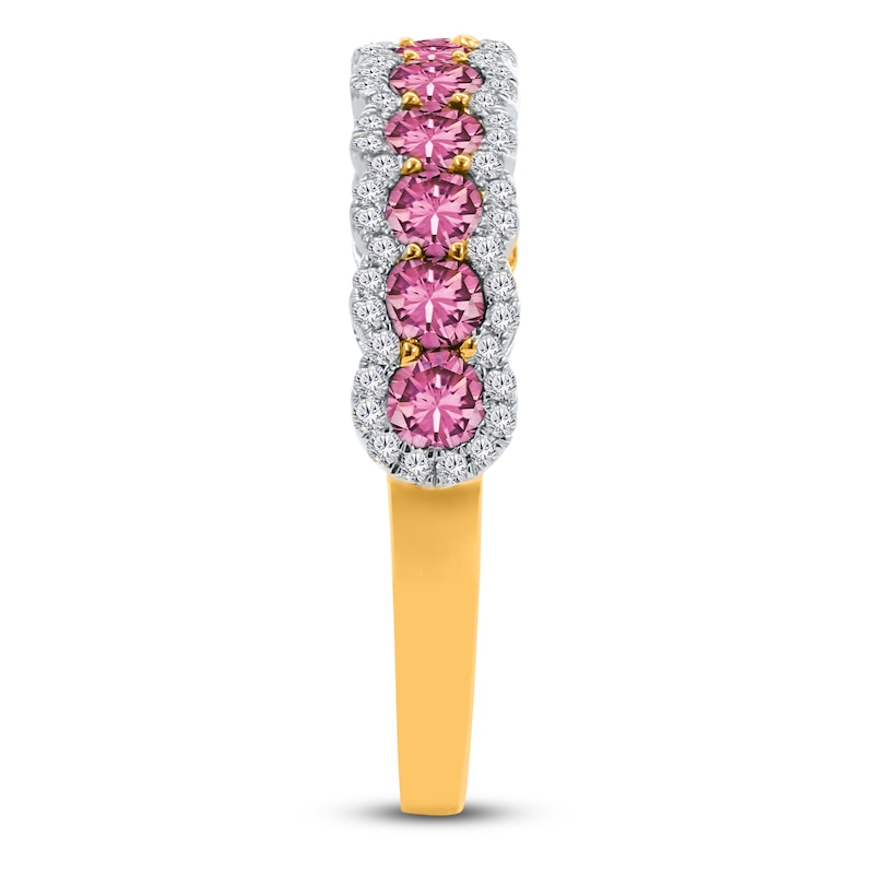 Main Image 3 of Kallati Round-Cut Natural Pink Sapphire & Diamond Ring 1/5 ct tw 14K Yellow Gold