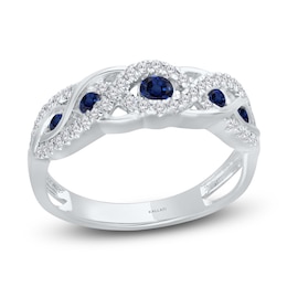 Kallati Round-Cut Natural Blue Sapphire & Diamond Ring 1/4 ct tw 14K White Gold