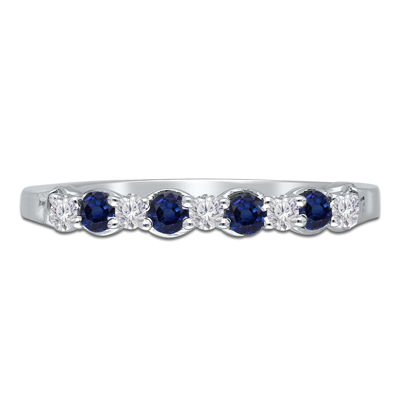 Main Image 2 of Kallati Round-Cut Natural Blue Sapphire & Diamond Ring 1/10 ct tw 14K White Gold