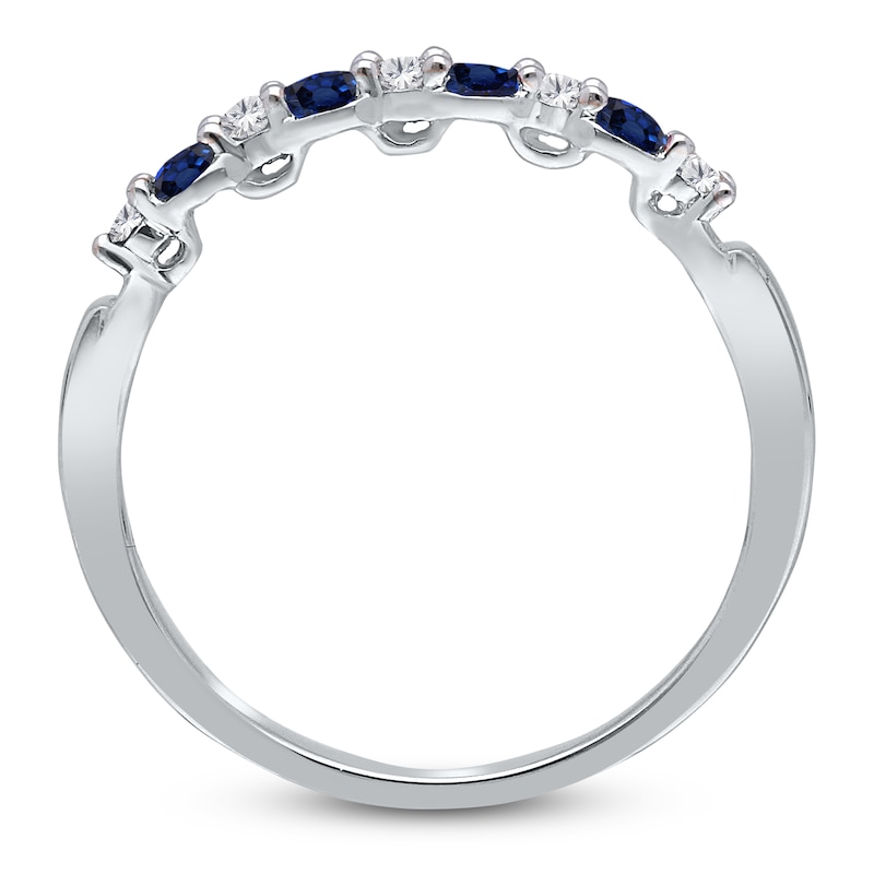 Main Image 4 of Kallati Round-Cut Natural Blue Sapphire & Diamond Ring 1/10 ct tw 14K White Gold