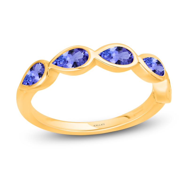 Kallati Natural Pear-Shaped Tanzanite Ring 14K Yellow Gold