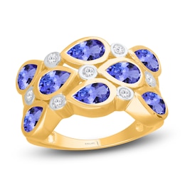 Kallati Pear-Shaped Natural Tanzanite & Diamond 1/6 ct tw Ring 14K Yellow Gold