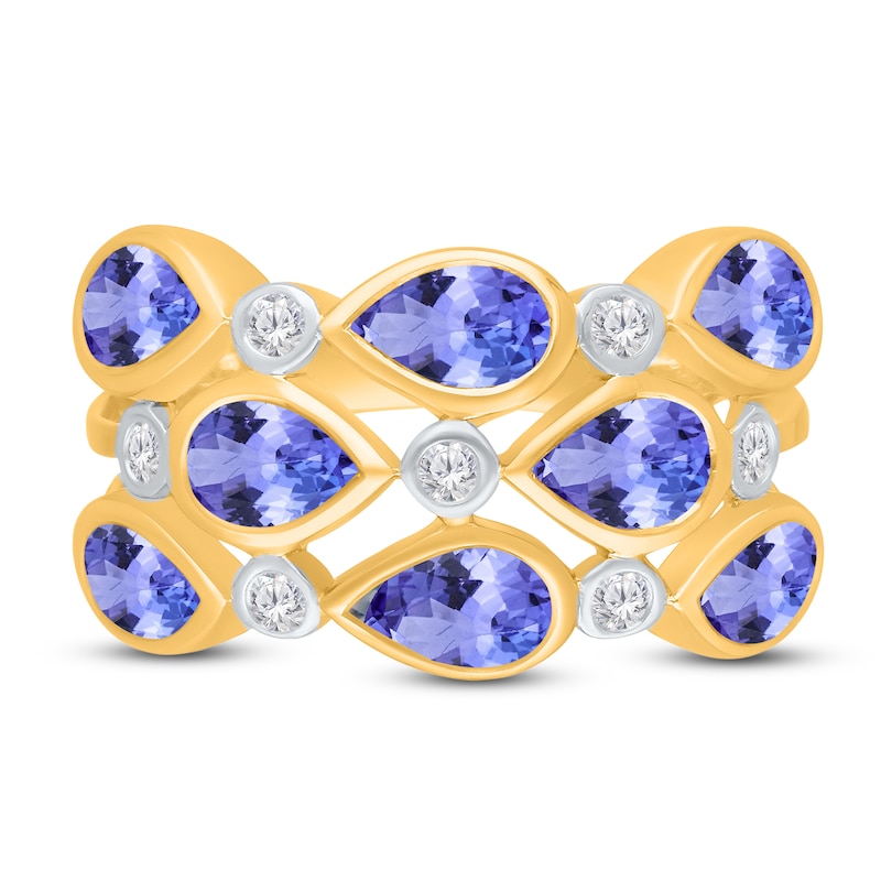 Main Image 2 of Kallati Pear-Shaped Natural Tanzanite & Diamond 1/6 ct tw Ring 14K Yellow Gold