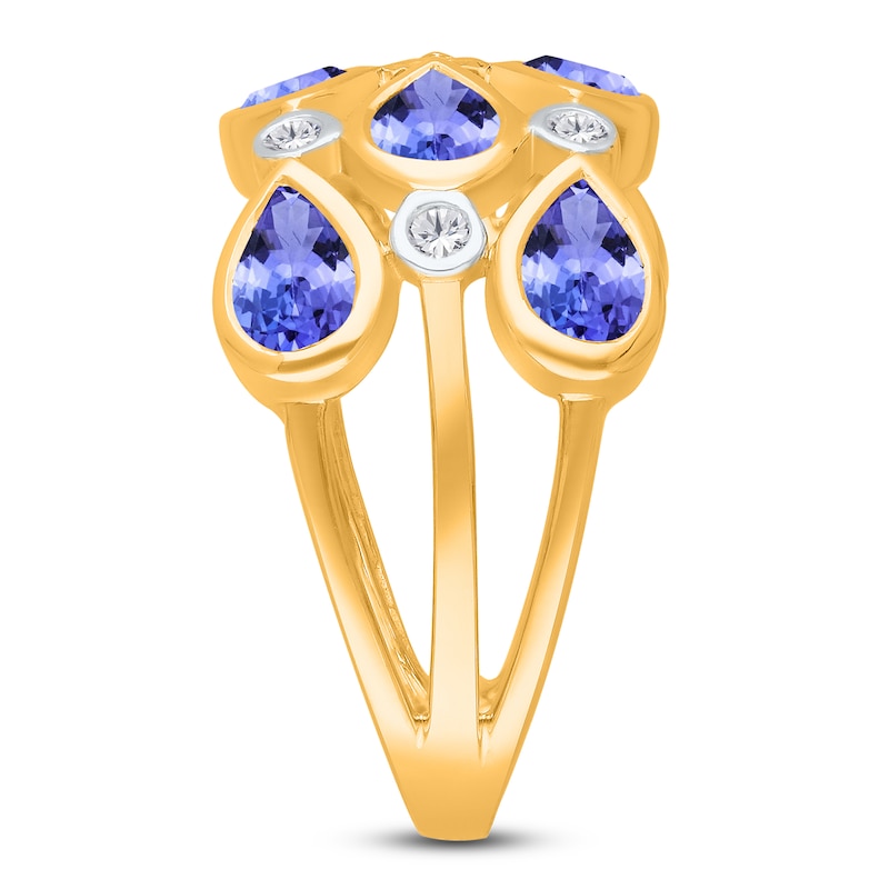 Main Image 3 of Kallati Pear-Shaped Natural Tanzanite & Diamond 1/6 ct tw Ring 14K Yellow Gold