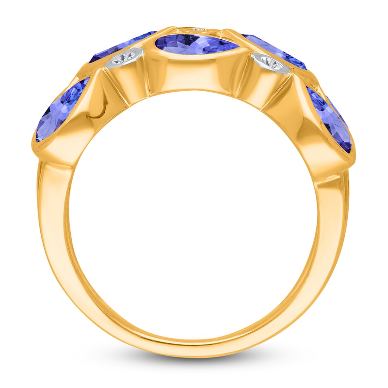 Main Image 4 of Kallati Pear-Shaped Natural Tanzanite & Diamond 1/6 ct tw Ring 14K Yellow Gold