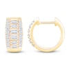 Thumbnail Image 0 of Baguette & Round-Cut Diamond Hoop Earrings 1/2 ct tw 10K Yellow Gold