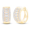 Thumbnail Image 1 of Baguette & Round-Cut Diamond Hoop Earrings 1/2 ct tw 10K Yellow Gold