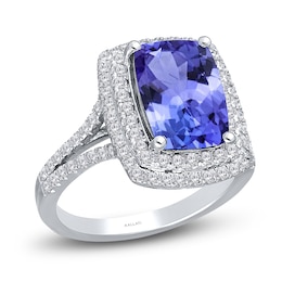 Kallati Cushion-Cut Natural Tanzanite & Diamond Ring 5/8 ct tw 14K White Gold