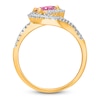 Thumbnail Image 3 of Kallati Oval-Cut Natural Pink Sapphire & Diamond Ring 1/4 ct tw 14K Yellow Gold
