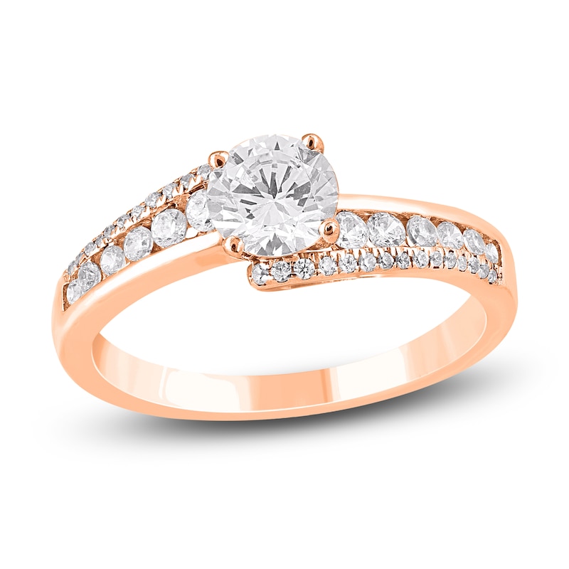 Round-Cut Diamond Bypass Engagement Ring 1 ct tw 14K Rose Gold