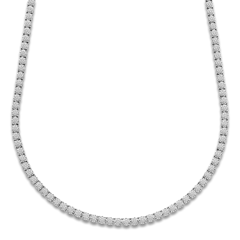 Men's Multi-Diamond Tennis Necklace 3 1/2 ct tw 10K White Gold 22"