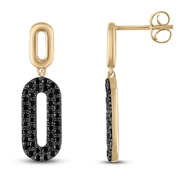 Black Diamond Paperclip Drop Earrings 5/8 ct tw 14K Yellow Gold