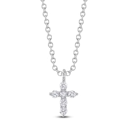 Shy Creation Diamond Cross Necklace 1/10 ct tw 14K White Gold 18&quot; SC55026657