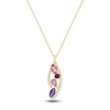 Thumbnail Image 1 of Natural Pink Tourmaline, Rhodolite Garnet, Amethyst, Pink Sapphire & Diamond Necklace 1/3 ct tw 14K Yellow Gold 18&quot;