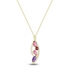 Thumbnail Image 2 of Natural Pink Tourmaline, Rhodolite Garnet, Amethyst, Pink Sapphire & Diamond Necklace 1/3 ct tw 14K Yellow Gold 18&quot;