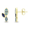 Thumbnail Image 1 of Marquise-Cut Natural Swiss Blue Topaz, London Blue Topaz & Blue Sapphire Stud Earrings 14K Yellow Gold