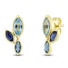 Thumbnail Image 2 of Marquise-Cut Natural Swiss Blue Topaz, London Blue Topaz & Blue Sapphire Stud Earrings 14K Yellow Gold