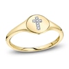 Thumbnail Image 1 of Shy Creation Diamond Accent Cross Signet Ring 14K Yellow Gold SC55027206RD