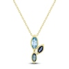 Thumbnail Image 1 of Marquise-Cut Natural Swiss Blue Topaz, London Blue Topaz & Blue Sapphire Necklace 14K Yellow Gold 18&quot;