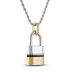 Thumbnail Image 1 of 1933 by Esquire Men's Black Diamond Padlock Necklace 1/5 ct tw Sterling Silver & 14K Yellow Gold Plating 22&quot;