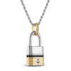 Thumbnail Image 2 of 1933 by Esquire Men's Black Diamond Padlock Necklace 1/5 ct tw Sterling Silver & 14K Yellow Gold Plating 22&quot;