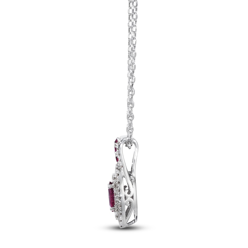 Le Vian Oval-Cut Ruby Necklace 1/3 ct tw Diamonds 14K Vanilla Gold 19"