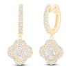 Thumbnail Image 2 of Diamond Clover Dangle Hoop Earrings 1 ct tw 10K Yellow Gold