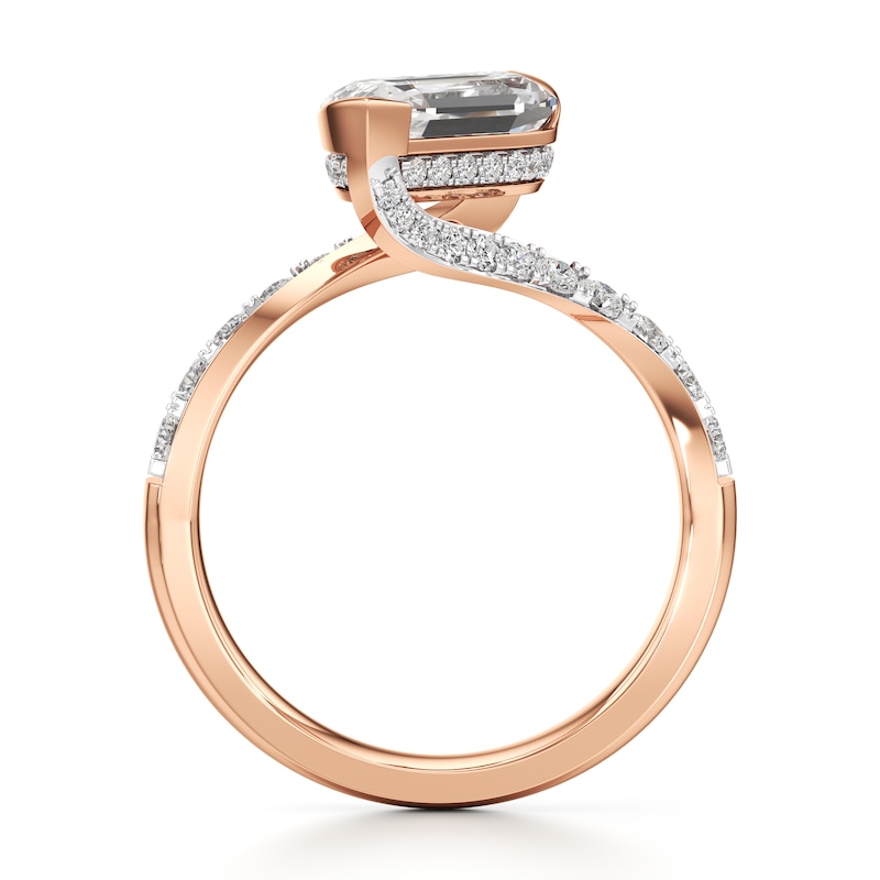 Main Image 2 of J'Lure Leaf Step-Cut Lab-Created Diamond Bypass Engagement Ring 2-1/2 ct tw 18K Rose Gold