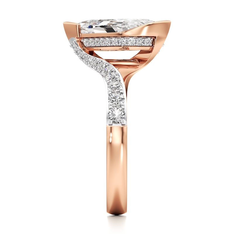 Main Image 3 of J'Lure Leaf Step-Cut Lab-Created Diamond Bypass Engagement Ring 2-1/2 ct tw 18K Rose Gold