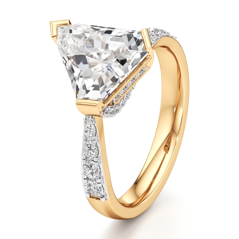 Main Image 4 of J'Lure Shield Step-Cut Lab-Created Diamond Bypass Engagement Ring 3-1/2 ct tw 18K Yellow Gold