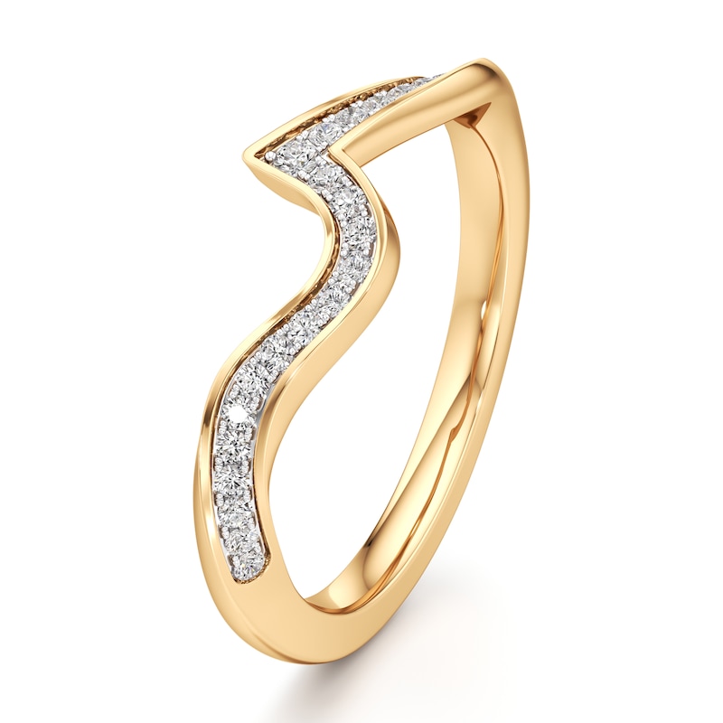 Main Image 4 of J'Lure Lab-Created Diamond Contour Wedding Band 1/6 ct tw 18K Yellow Gold